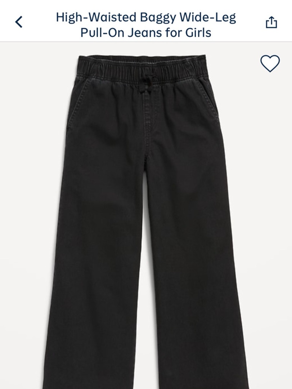 Old Navy Black High-Waisted Baggy Wide-Leg Pull-On Jeans for Girls